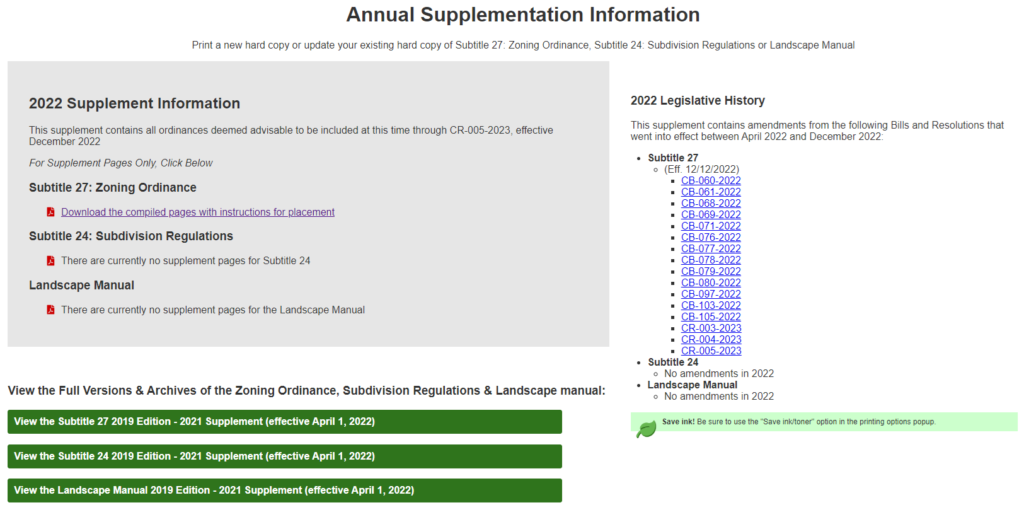 code supplementation page example