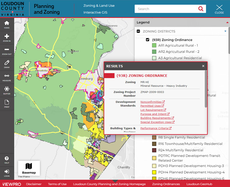 loudoun zoning and land use screenshot