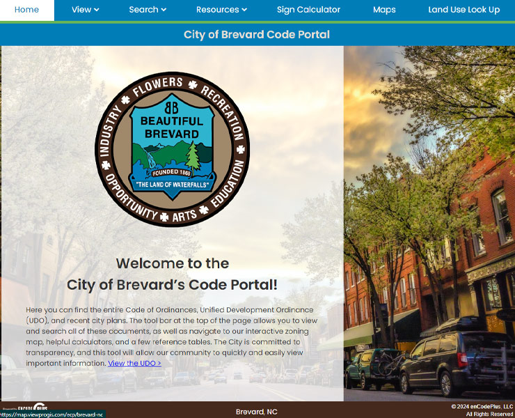 brevard nc city code portal